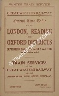 Official Time Table [Winter Train Service] for the London, Reading and Oxford Districts, September 26th, 1938 to July 2nd 1939 by Great Western Railway